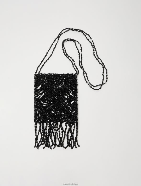 piederums 8VJP1006 melns mini soma ar pērlītēm sievietes MAX&Co.