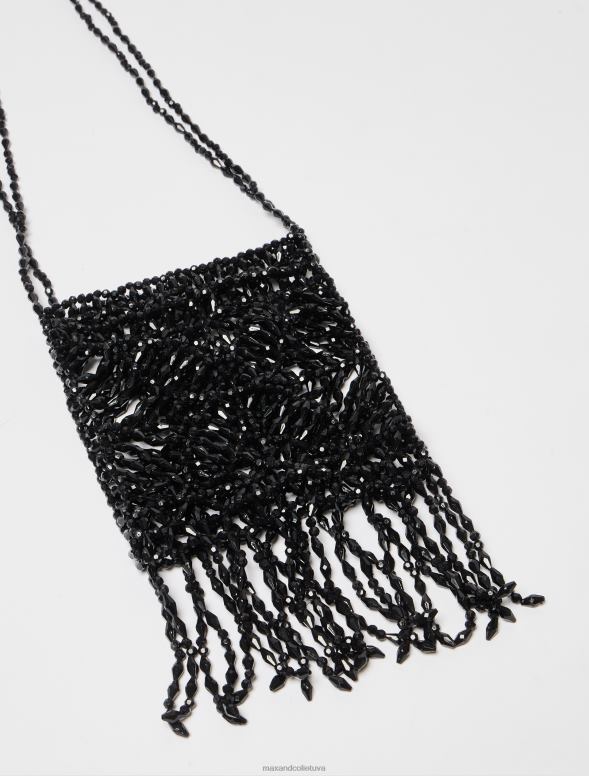 piederums 8VJP1006 melns mini soma ar pērlītēm sievietes MAX&Co.