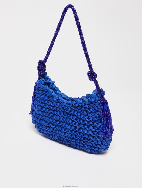 piederums 8VJP1007 jūras zils adīta mini soma ar pērlītēm sievietes MAX&Co.