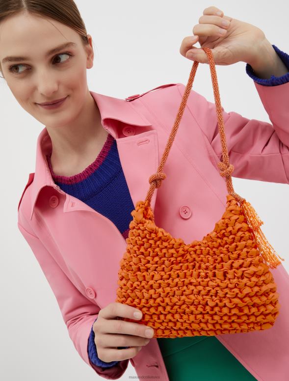 piederums 8VJP1008 apelsīns adīta mini soma ar pērlītēm sievietes MAX&Co.