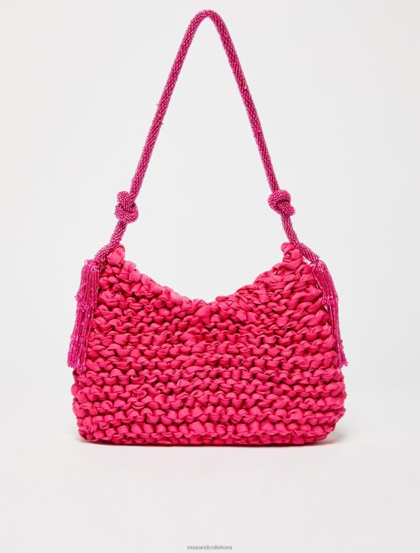 piederums 8VJP1009 fuksija adīta mini soma ar pērlītēm sievietes MAX&Co.