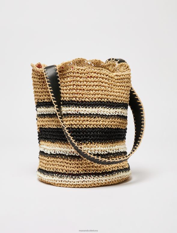 piederums 8VJP1011 bēšs austa rafijas kausa soma sievietes MAX&Co.