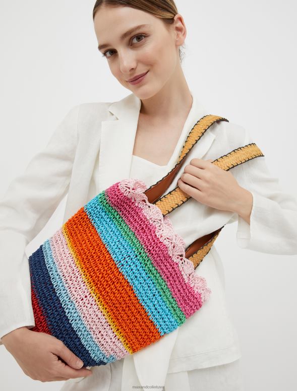 piederums 8VJP1012 koraļļi austa rafijas kausa soma sievietes MAX&Co.