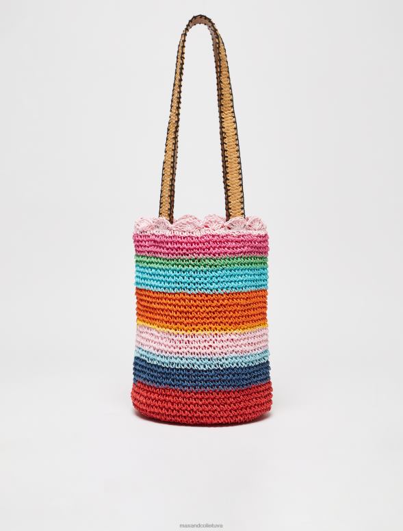 piederums 8VJP1012 koraļļi austa rafijas kausa soma sievietes MAX&Co.