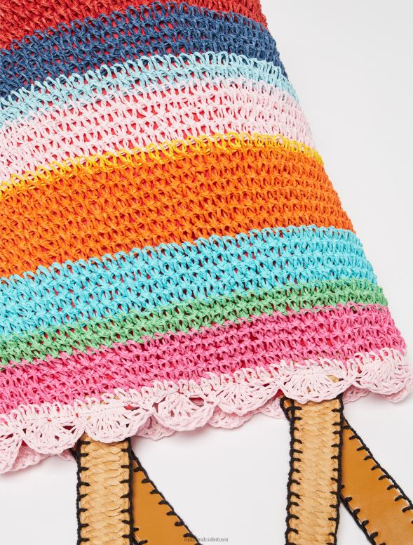 piederums 8VJP1012 koraļļi austa rafijas kausa soma sievietes MAX&Co.