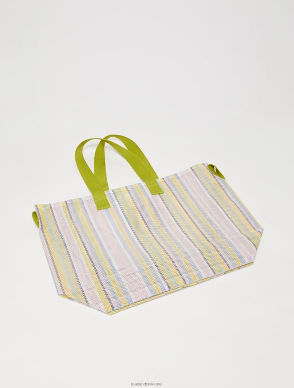 piederums 8VJP1017 rozā liela svītraina iepirkumu soma sievietes MAX&Co.