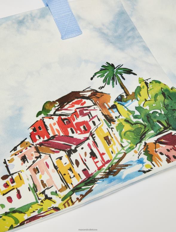 piederums 8VJP1019 gaiši zils liela audekla iepirkumu soma sievietes MAX&Co.