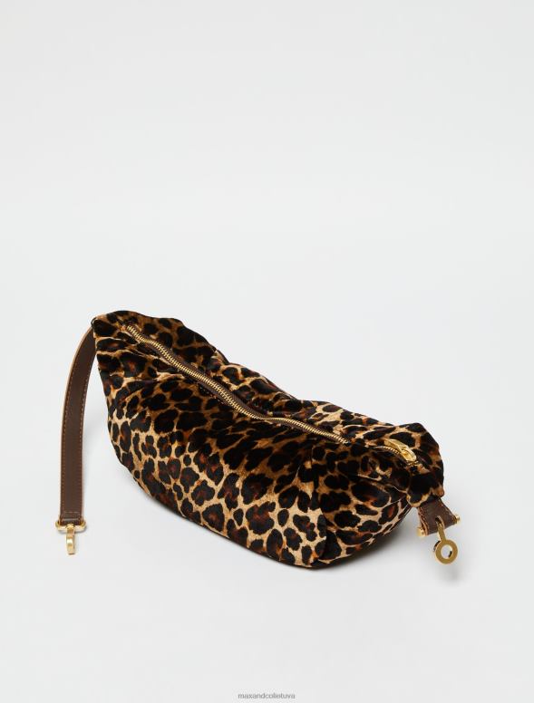 piederums 8VJP1027 brūns animalier samta klaiņojošo soma sievietes MAX&Co.