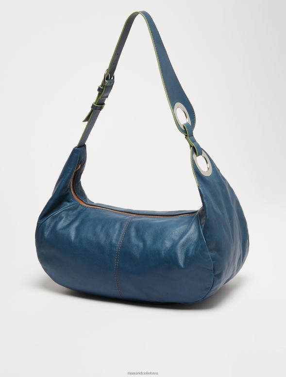 piederums 8VJP990 rudzupuķu zils nappa ādas maksi soma sievietes MAX&Co.