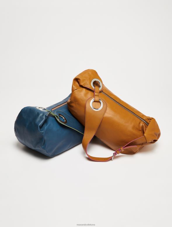 piederums 8VJP990 rudzupuķu zils nappa ādas maksi soma sievietes MAX&Co.