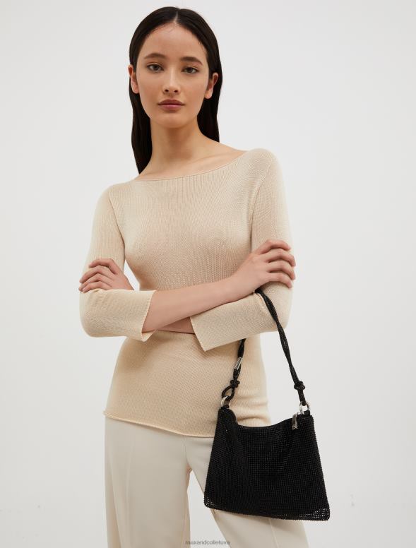 piederums 8VJP992 melns rhinestone sajūgs sievietes MAX&Co.