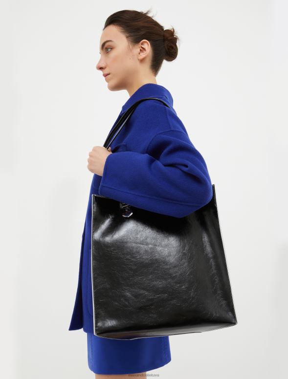 piederums 8VJP995 melns krakšķoša efekta maksiālais tots sievietes MAX&Co.