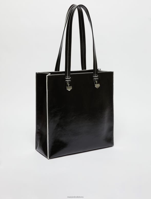 piederums 8VJP995 melns krakšķoša efekta maksiālais tots sievietes MAX&Co.