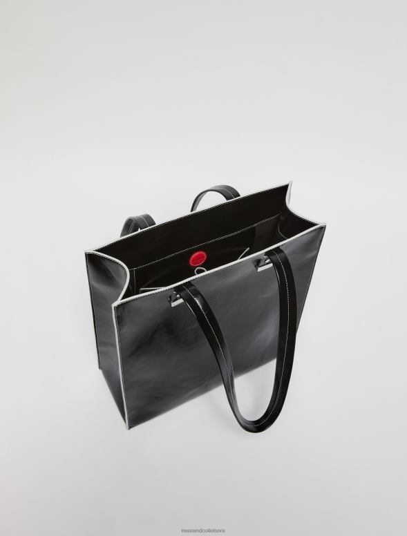 piederums 8VJP995 melns krakšķoša efekta maksiālais tots sievietes MAX&Co.