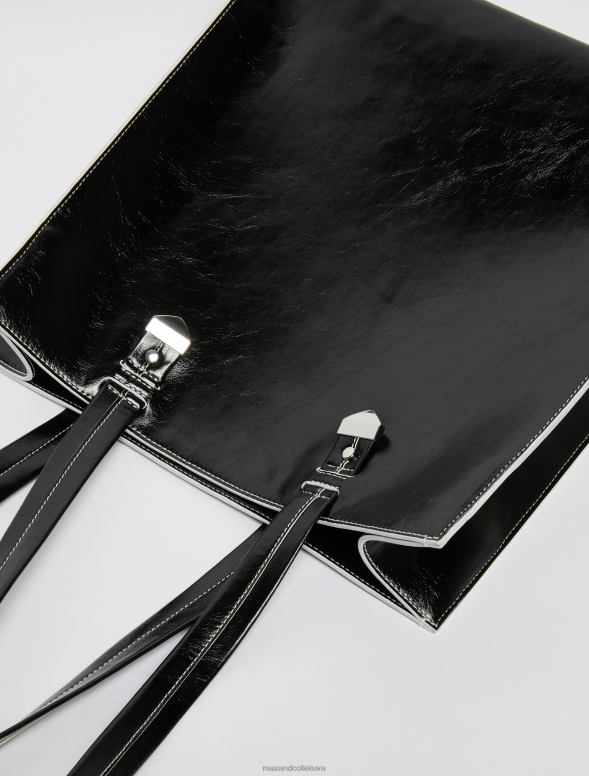 piederums 8VJP995 melns krakšķoša efekta maksiālais tots sievietes MAX&Co.