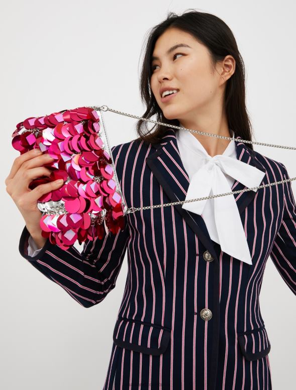 piederums 8VJP999 rozā vizuļota plecu soma sievietes MAX&Co.